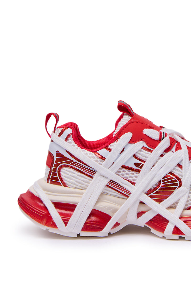 AZALEA WANG SELIE RED FLAT SNEAKER