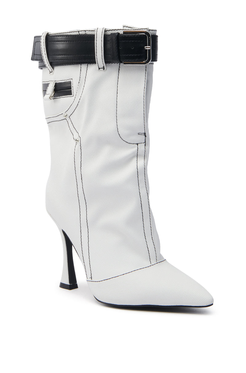 AZALEA WANG SHANELLA WHITE DENIM BOOTIE