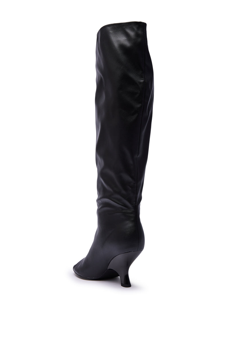 AZALEA WANG SIZANI BLACK WEDGE SLOUCHY BOOT
