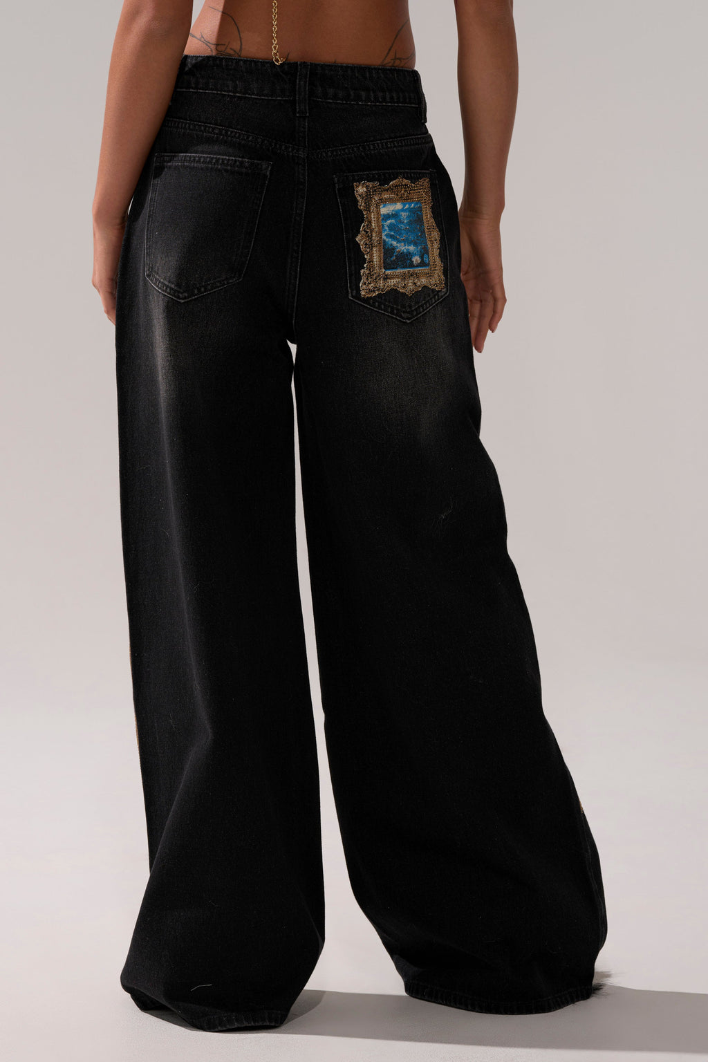 WORK OF ART GRAPHIC WIDE LEG DENIM