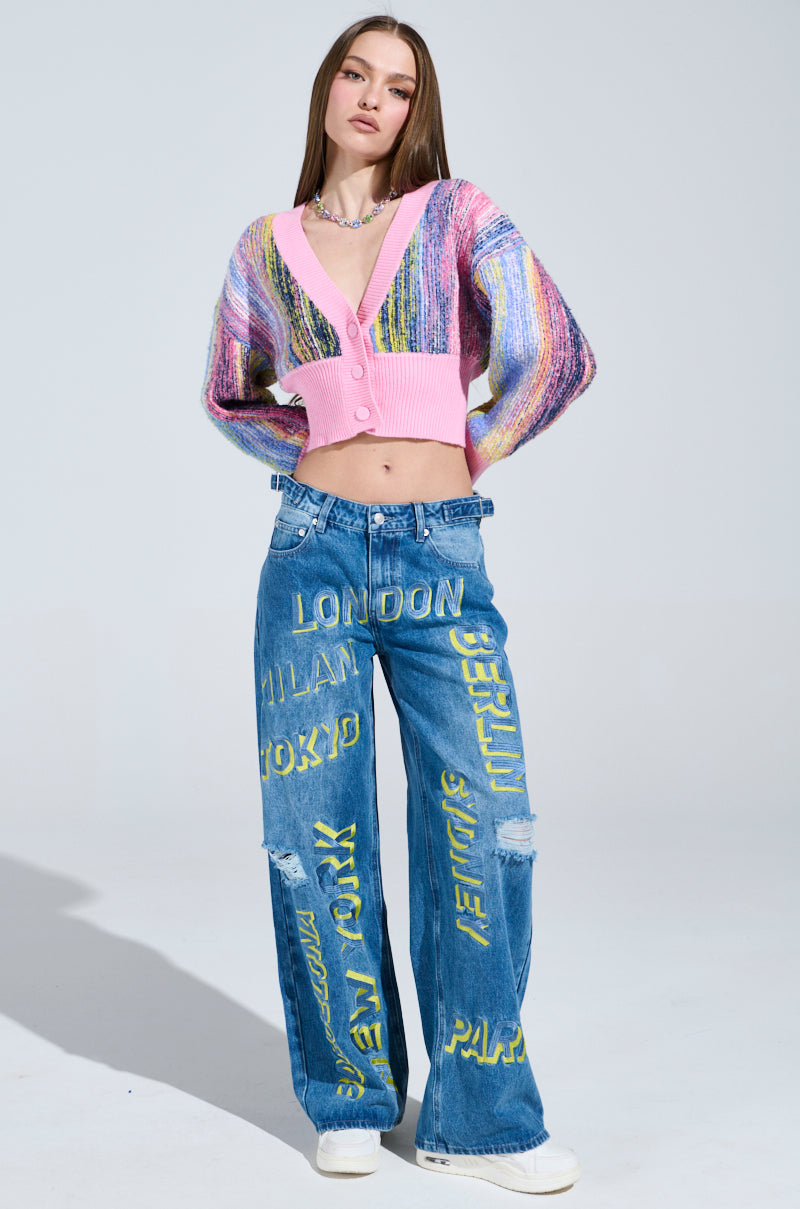 JETSETTER EMBROIDERY WIDE LEG JEANS