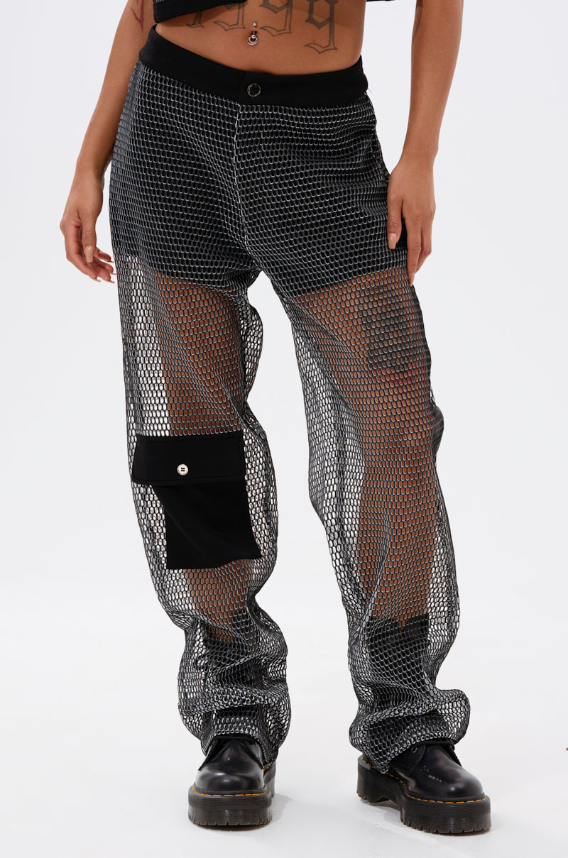 STEPHANIA TRANSPARENT TROUSER IN BLACK