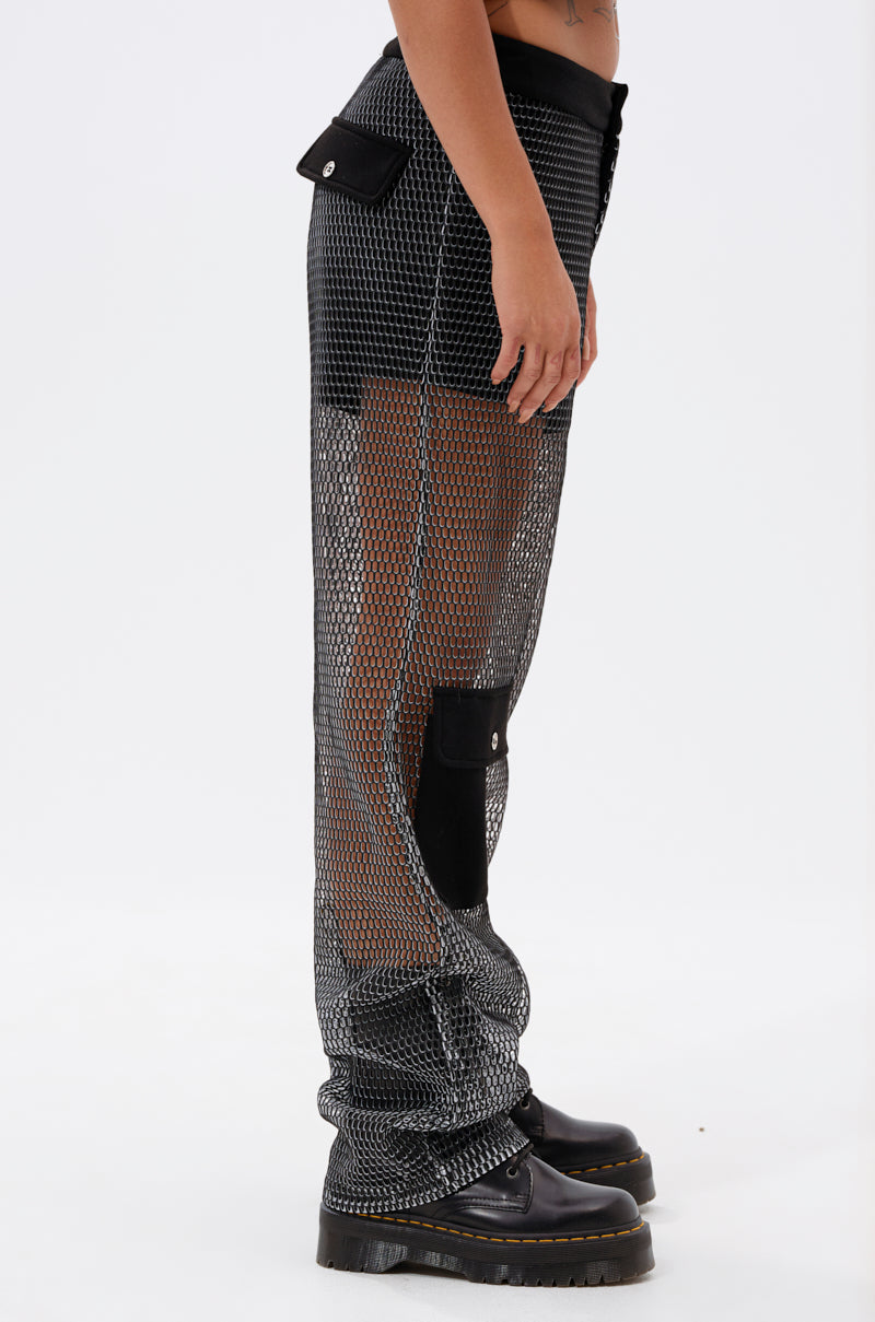 STEPHANIA TRANSPARENT TROUSER IN BLACK