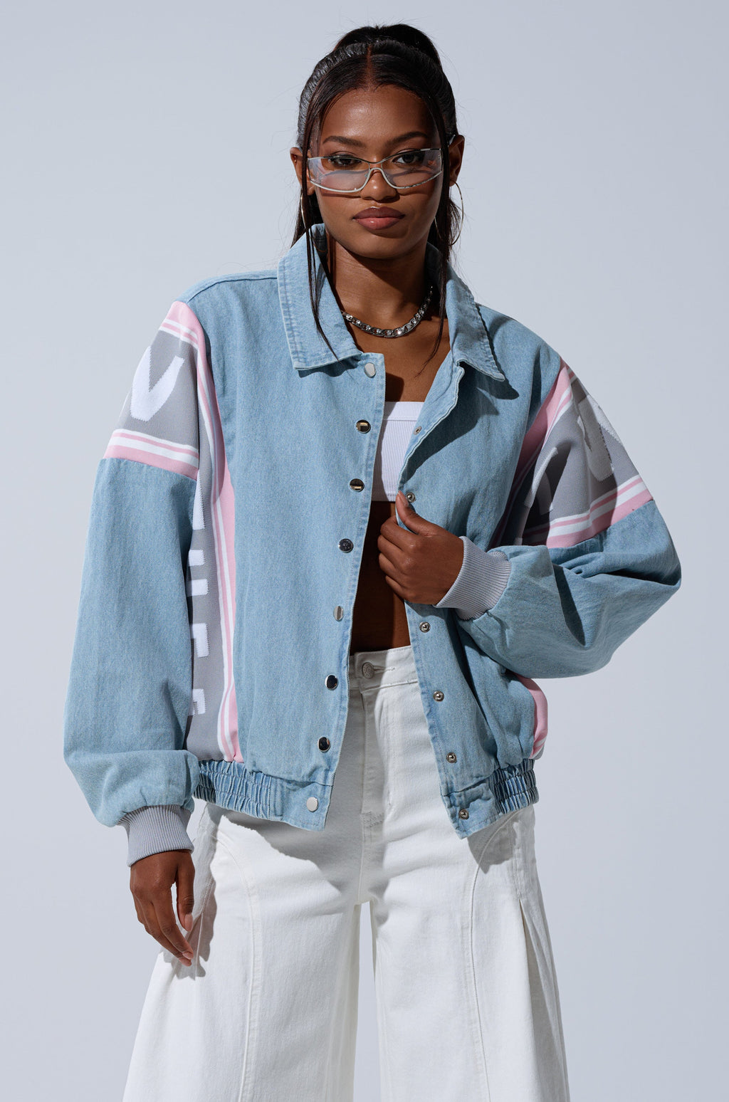 GAME TIME DENIM BOMBER
