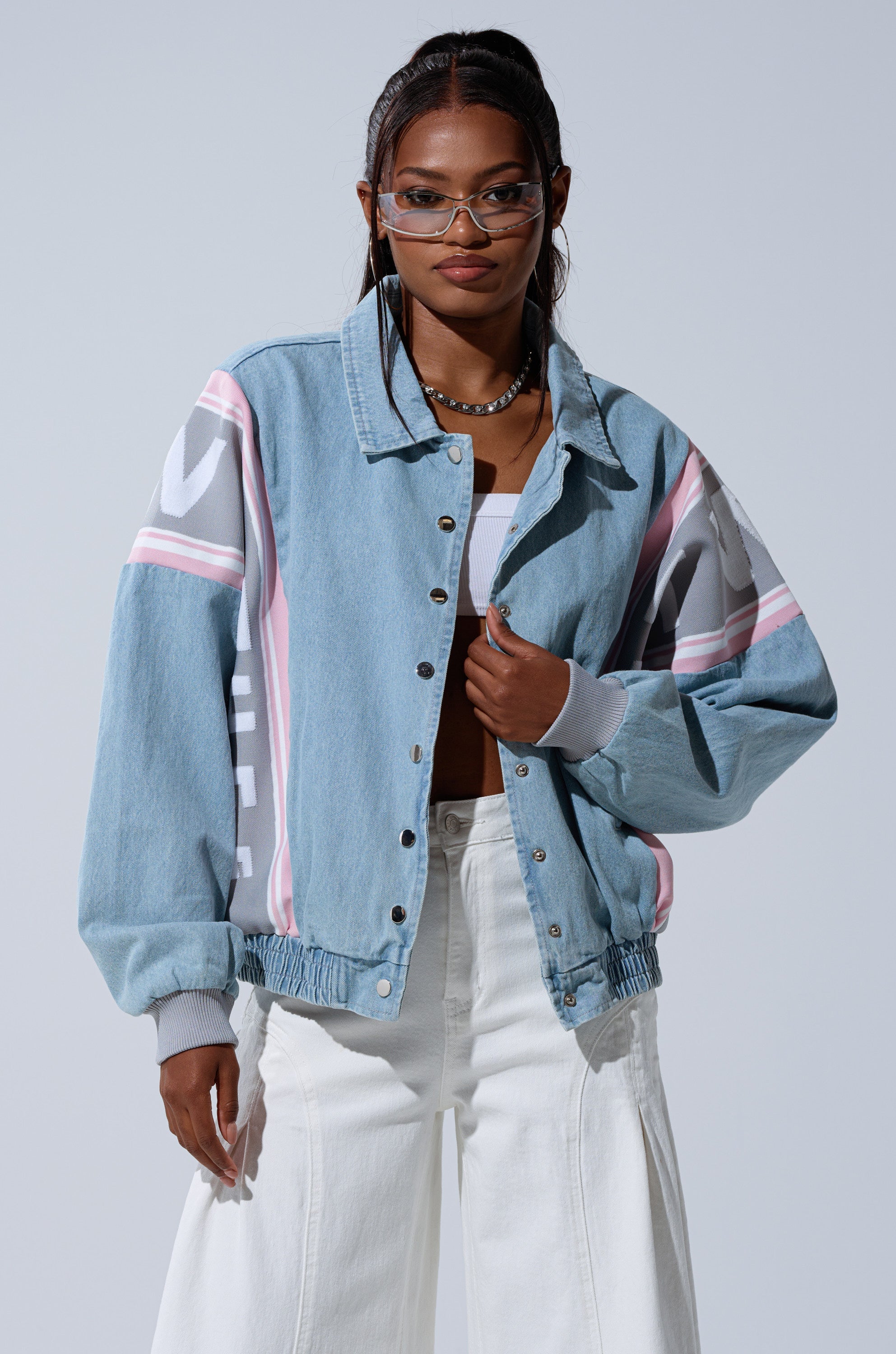 GAME TIME DENIM BOMBER