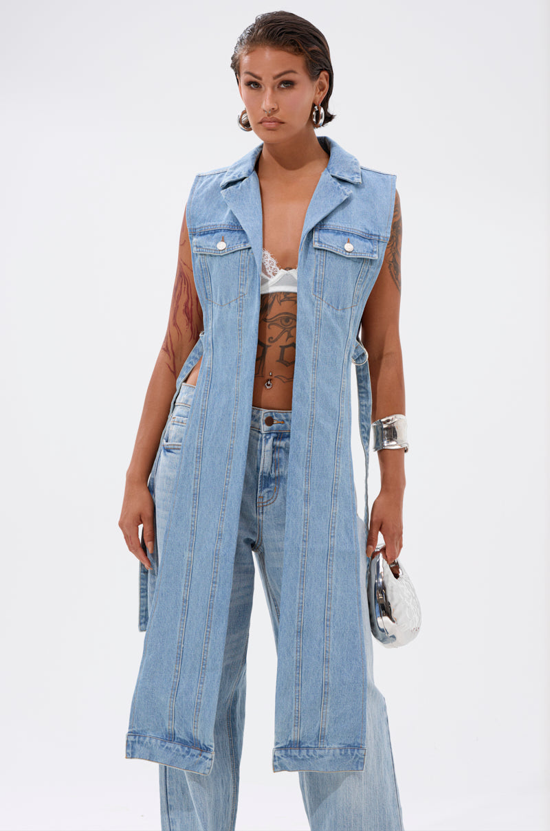 DOWN TO IT SPLIT DENIM VEST