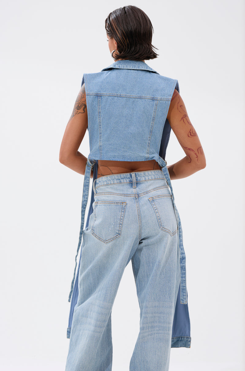 DOWN TO IT SPLIT DENIM VEST