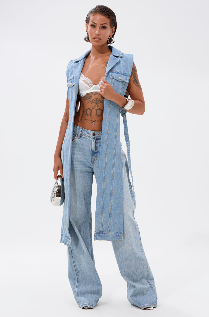 DOWN TO IT SPLIT DENIM VEST