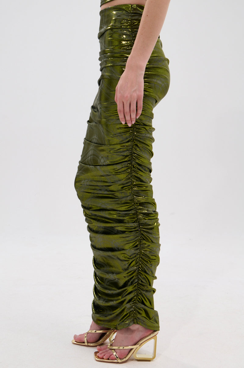TAYLOR METALLIC RUCHED MAXI SKIRT