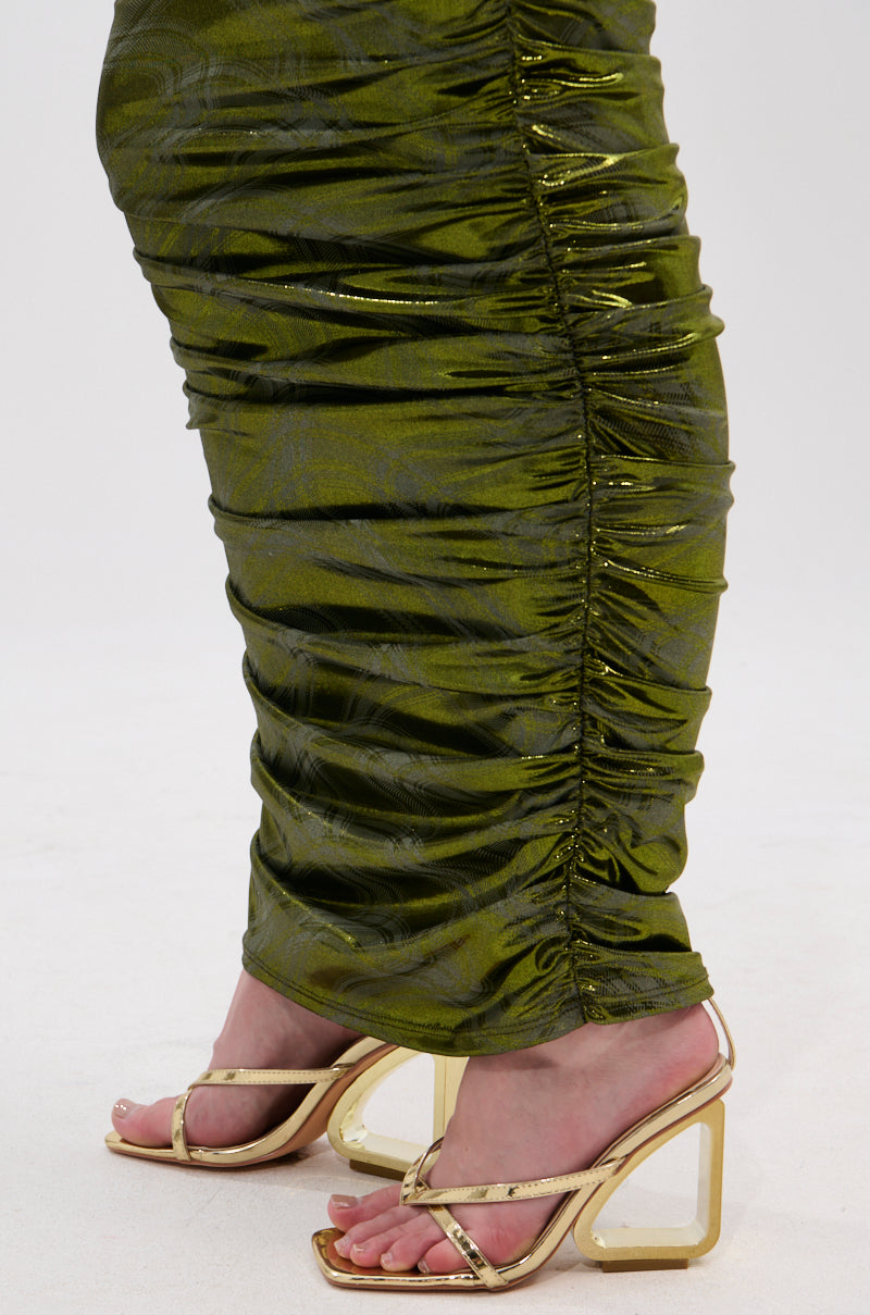 TAYLOR METALLIC RUCHED MAXI SKIRT