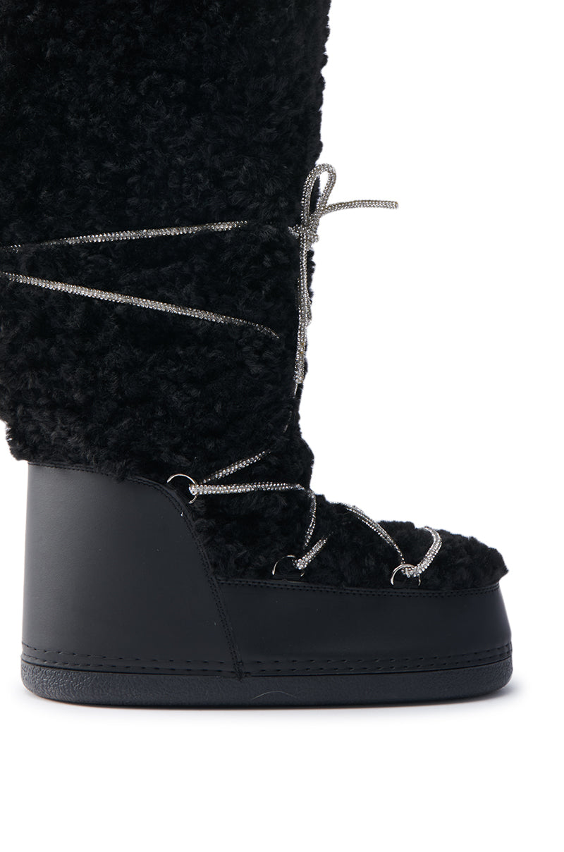 AZALEA WANG TAYTON BLACK KNEE HIGH FURRY BOOT