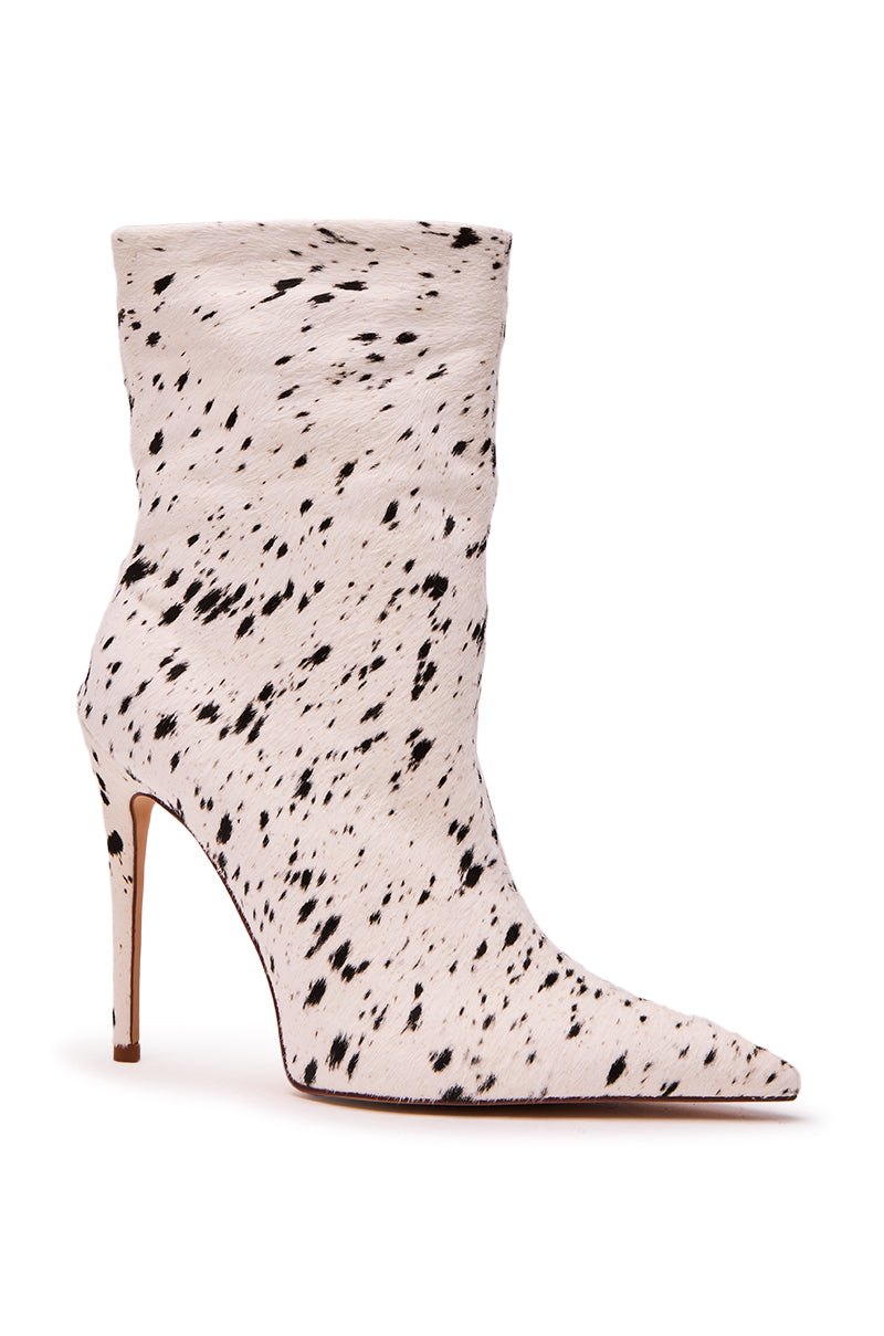 AZALEA WANG TYELOR WHITE BLACK PONY HAIR BOOTIE