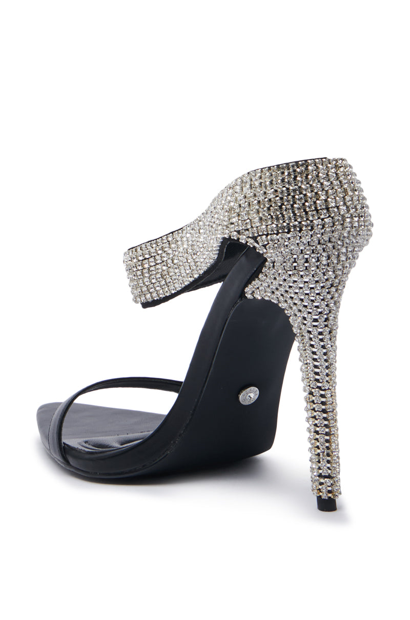 AZALEA WANG TYSSEN BLACK EMBELLISHED STILETTO SANDAL