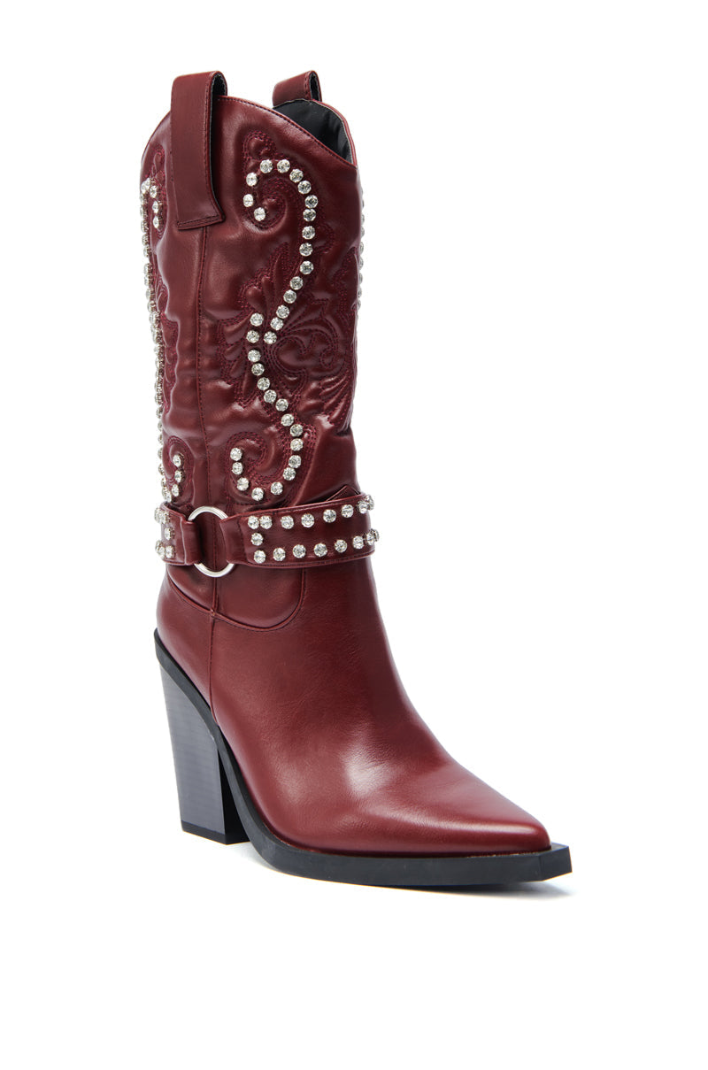 AZALEA WANG UMBRA BURGUNDY WESTERN BOOTIE