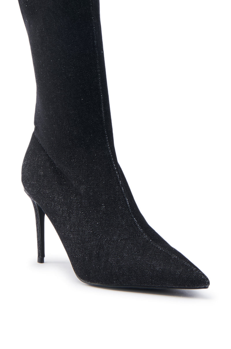 AZALEA WANG VILLAREAL DENIM BOOT WITH TIES