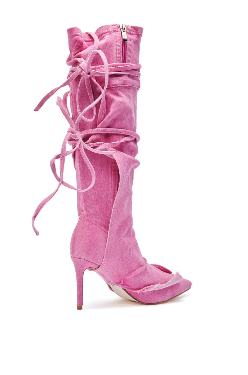 AZALEA WANG VILLAREAL PINK STRAPPY BOOT