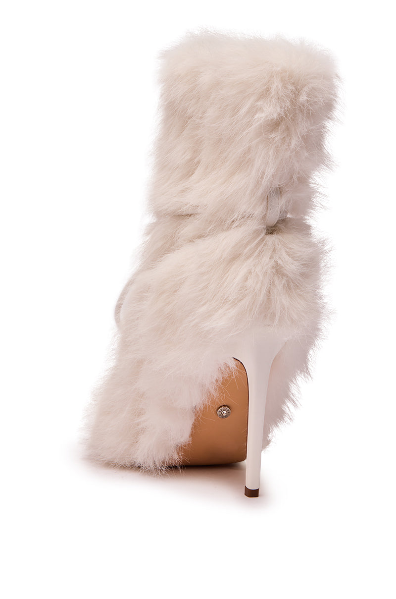 AZALEA WANG VITYA IVORY FUR BOOTIE