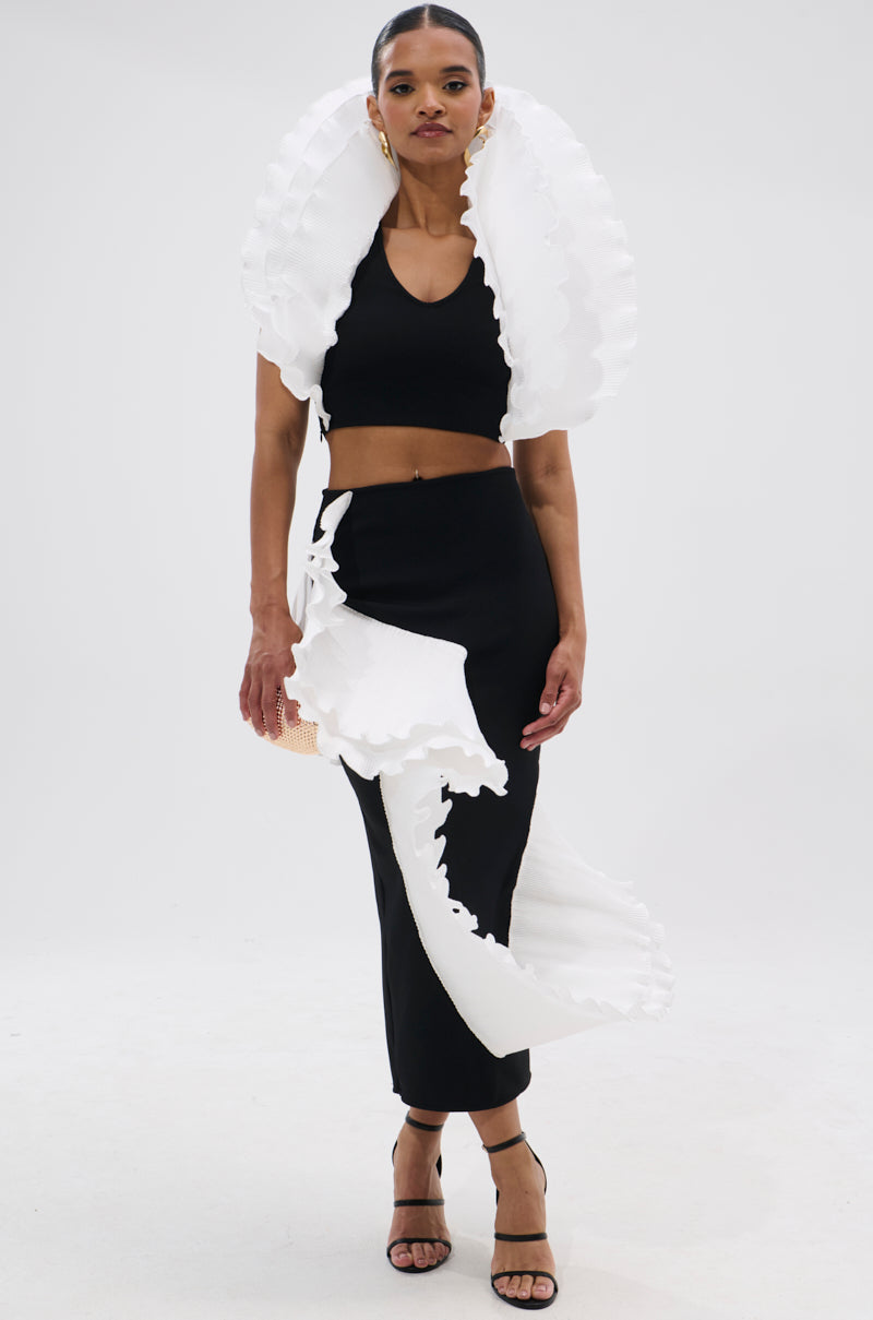 FASHION ICON RUFFLE BANDAGE MAXI SKIRT