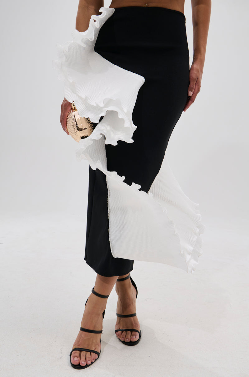 FASHION ICON RUFFLE BANDAGE MAXI SKIRT