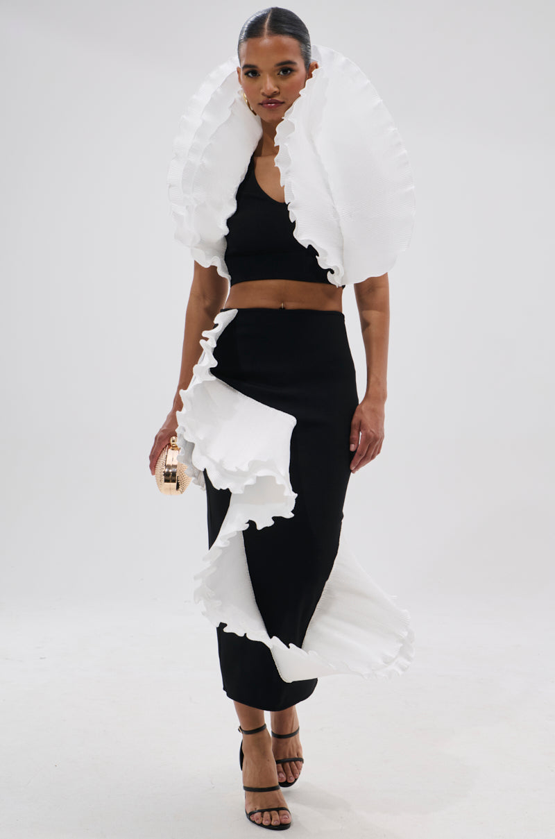 FASHION ICON RUFFLE BANDAGE MAXI SKIRT