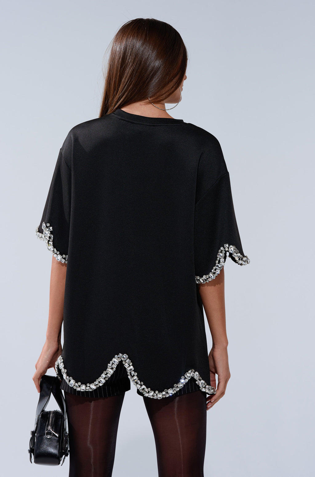 AT LEAST I'M ALIVE OVERSIZED TEE WITH RHINESTONES