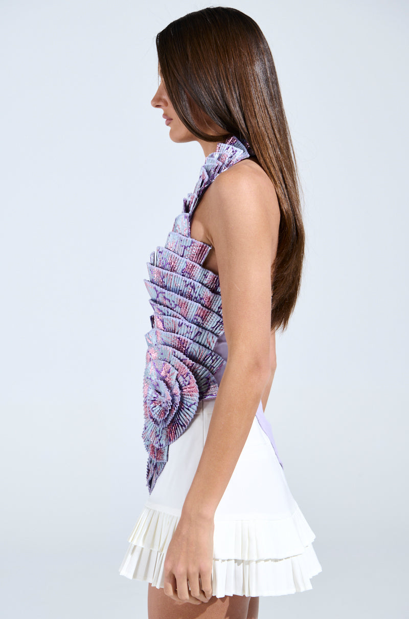 CATCH ME NEXT TIME BROCADE HALTER TOP