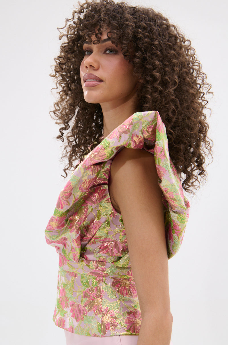 DECADENT FLORAL BROCADE BLOUSE