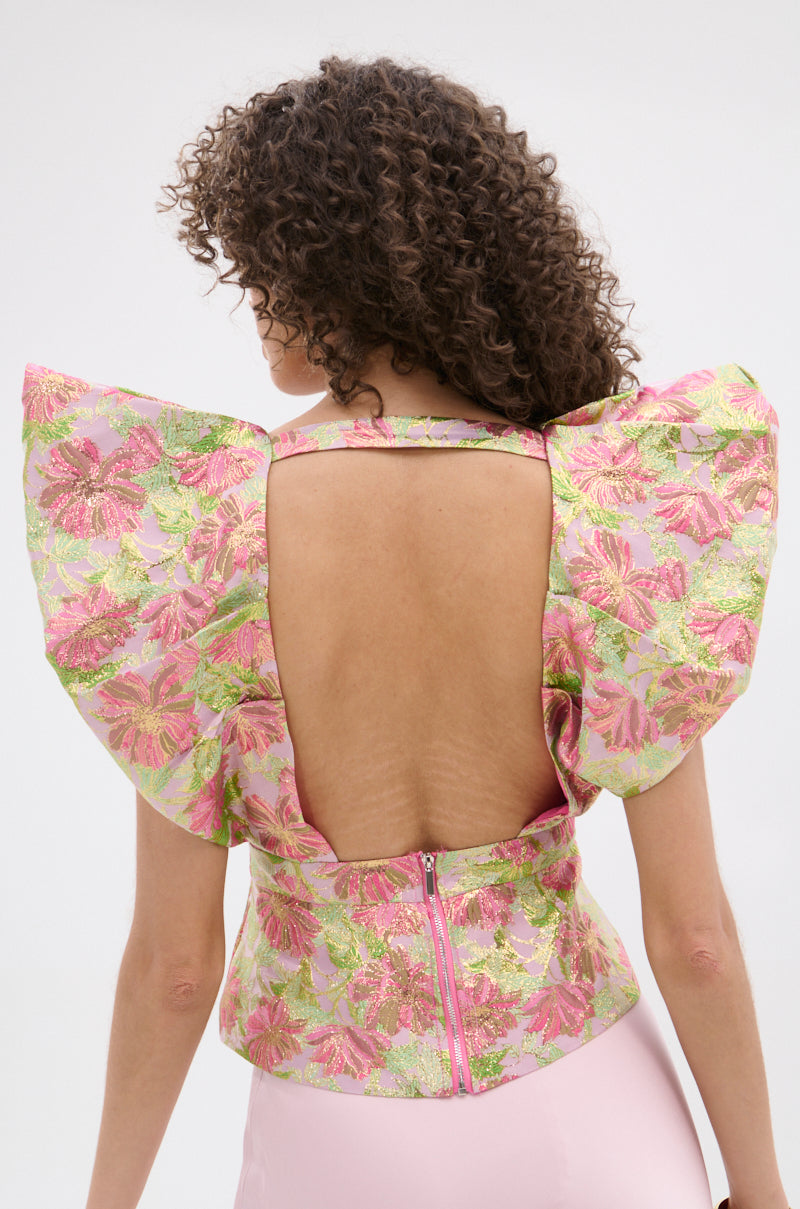 DECADENT FLORAL BROCADE BLOUSE