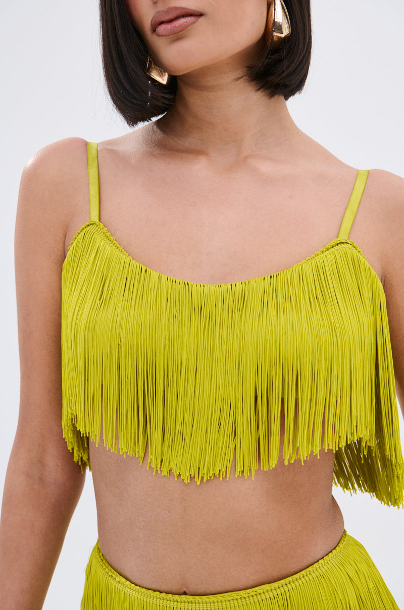 OH SO FRINGE TOP IN GREEN