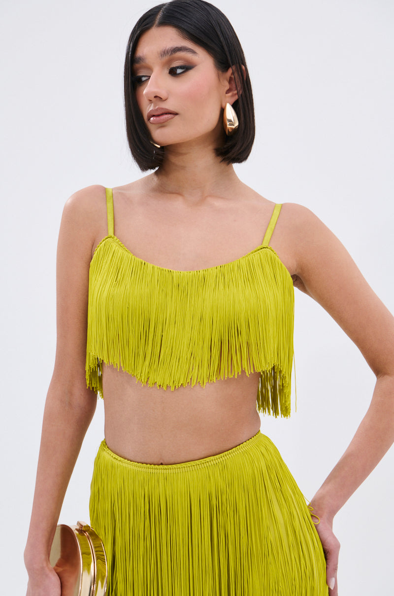 OH SO FRINGE TOP IN GREEN