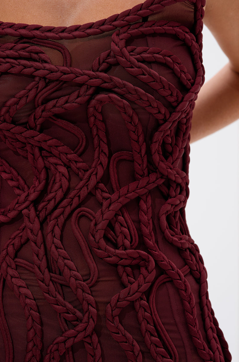 ALL OVER THE PLACE BRAIDED MINI DRESS