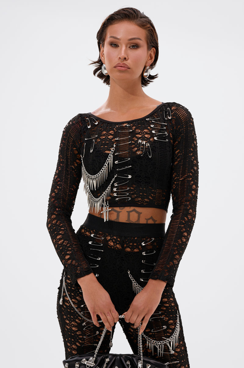 TRY ME LACE LONG SLEEVE WITH PINS