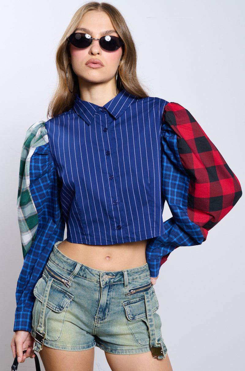 ALL DIFFERENT DIRECTIONS BUTTON UP BLOUSE