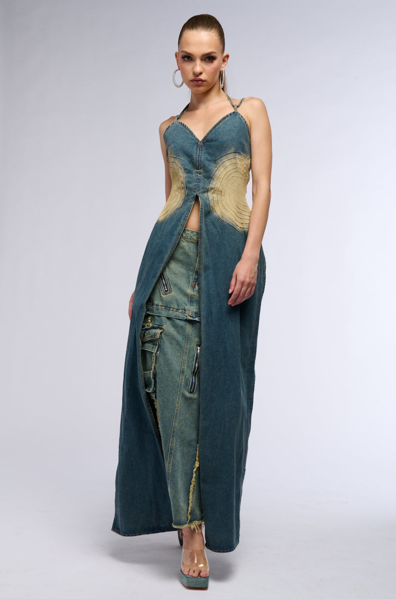 ALWAYS ON MY MIND LONG DENIM TOP