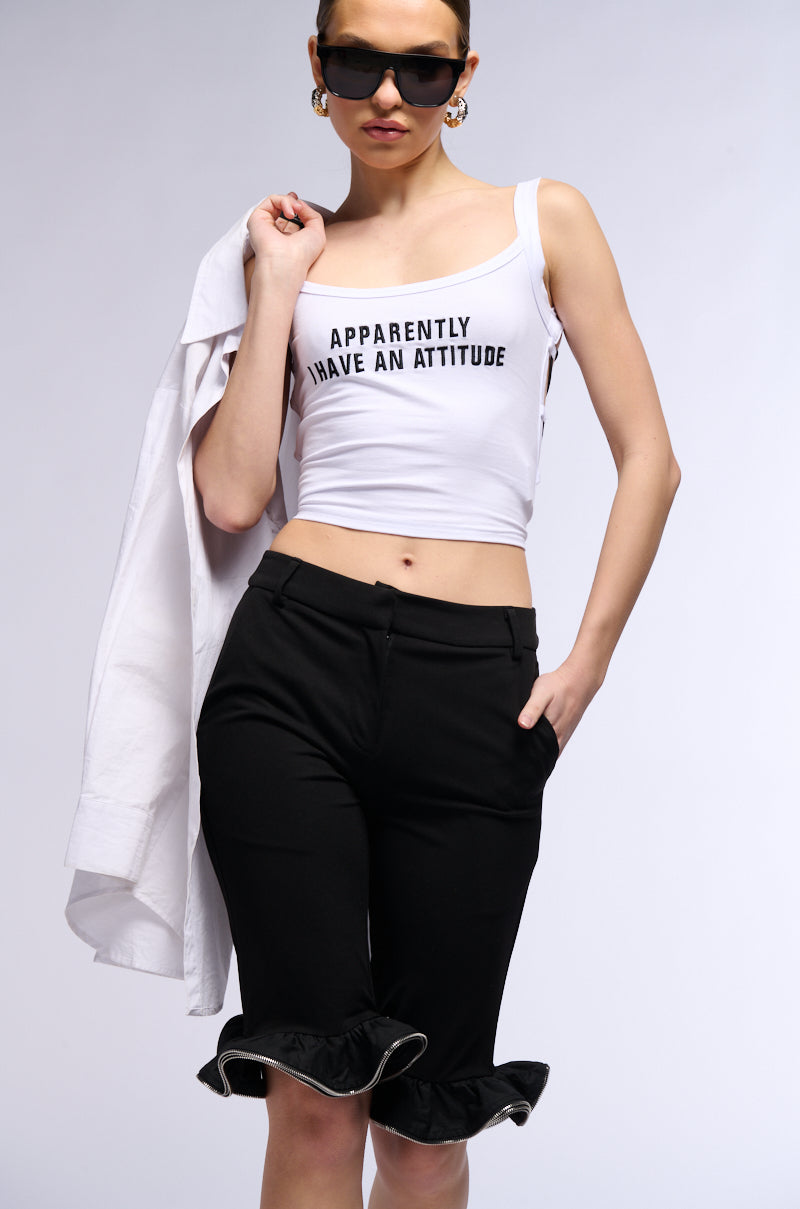 APPARENTLY I HAVE AN ATTITUDE LACE UP BACK TANK TOP