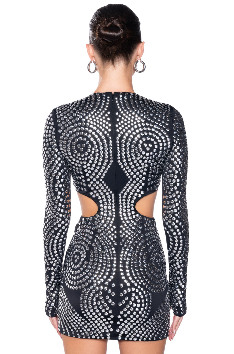 AUDRINA STUDDED CUTOUT MINI DRESS