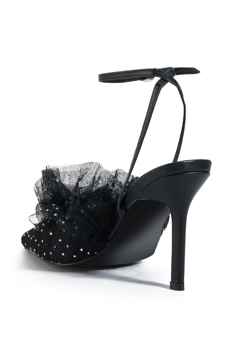 AZALEA WANG HAWAII EMBELLISHED TULLE PUMP IN BLACK