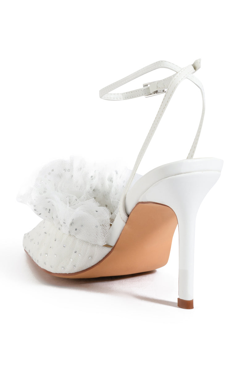 AZALEA WANG HAWAII EMBELLISHED TULLE PUMP IN WHITE