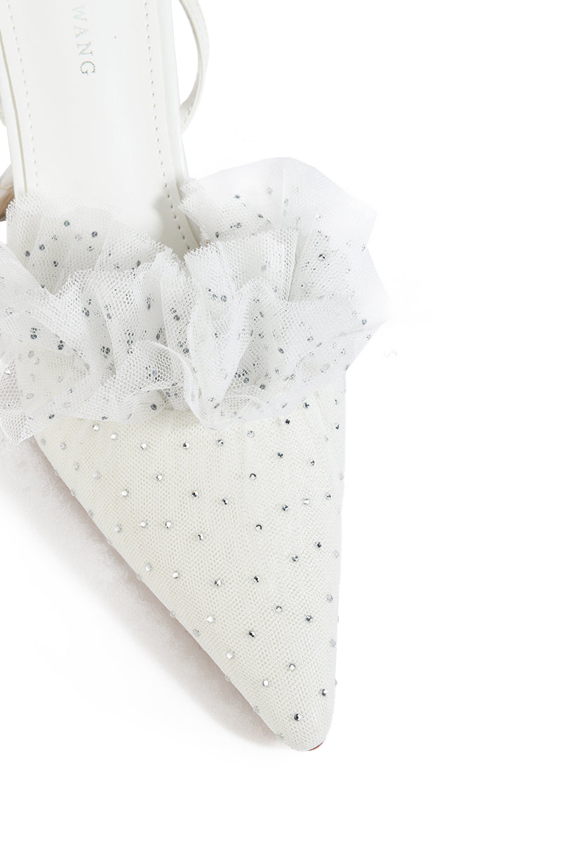 AZALEA WANG HAWAII EMBELLISHED TULLE PUMP IN WHITE