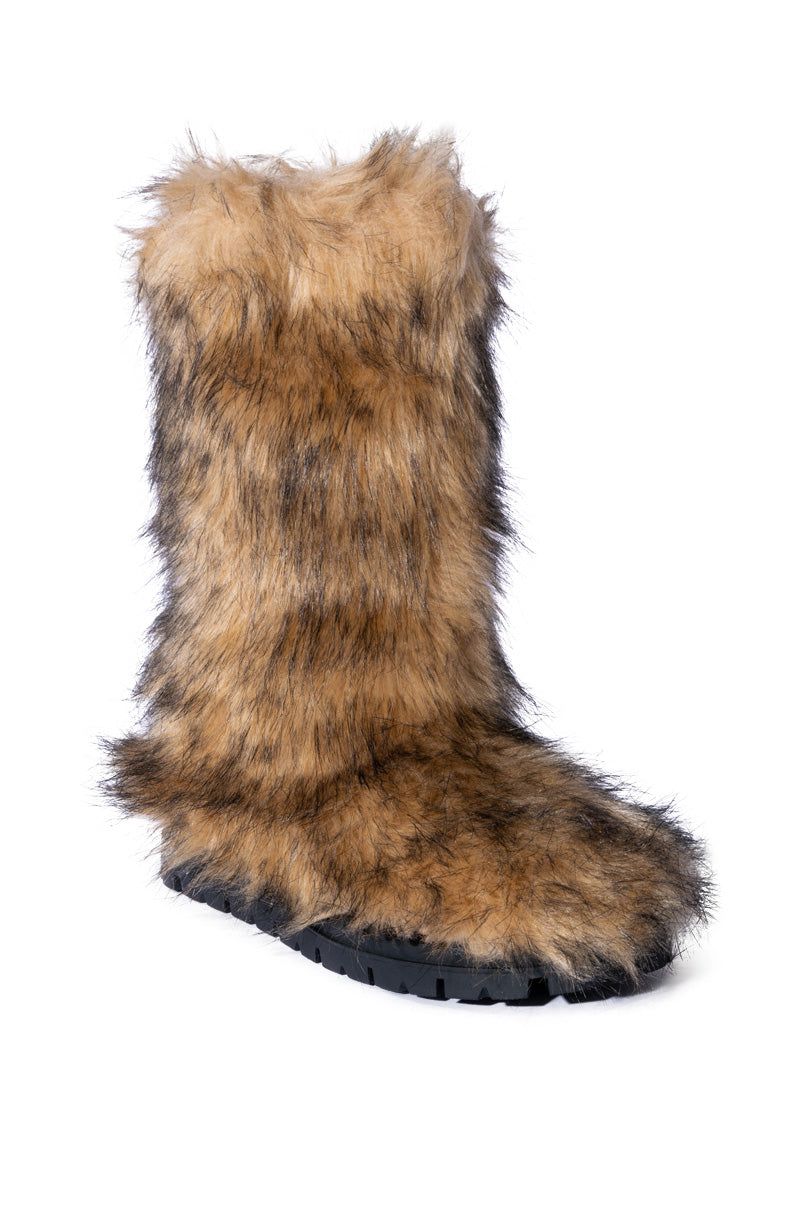 AZALEA WANG ASPEN FURRY BROWN MULTI BOOTIE