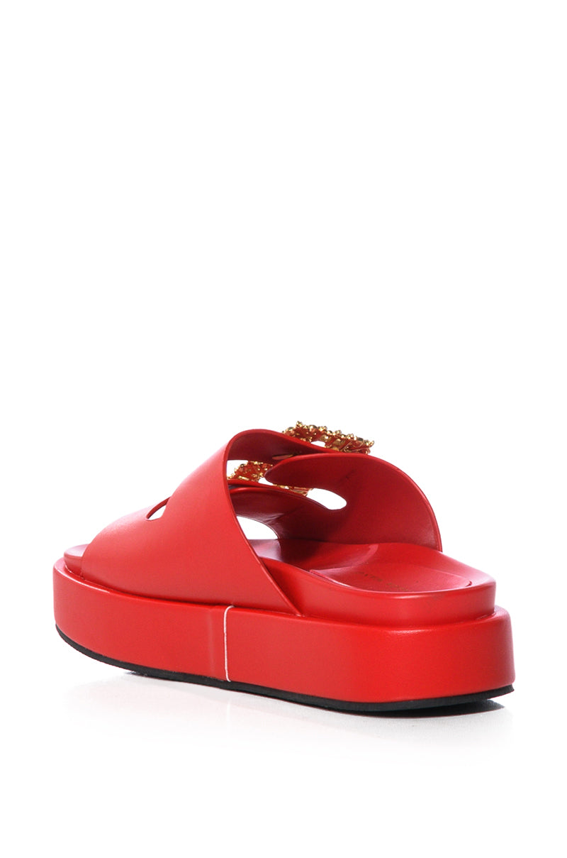 AZALEA WANG BABET EMBELLISHED SANDAL IN RED
