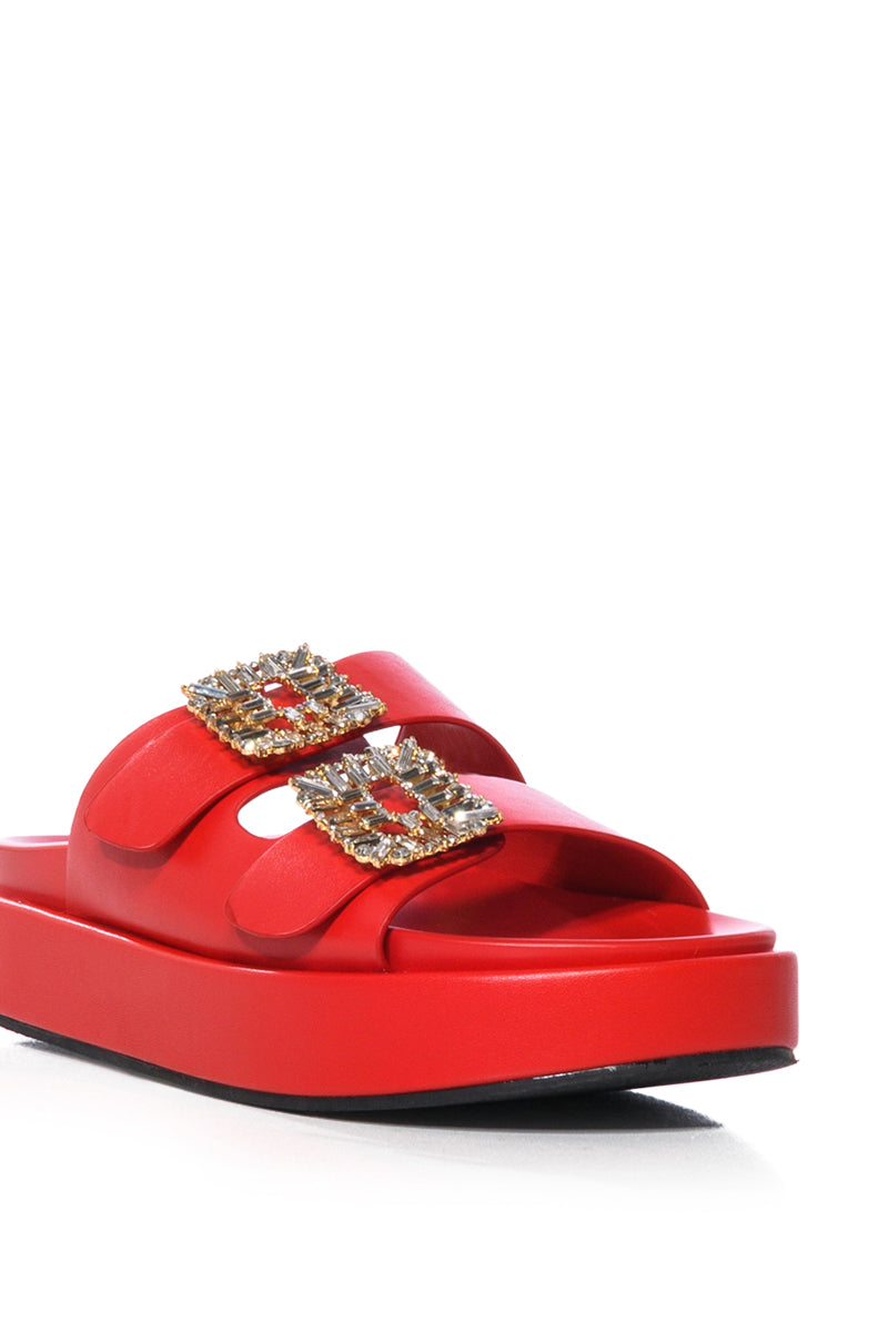 AZALEA WANG BABET EMBELLISHED SANDAL IN RED