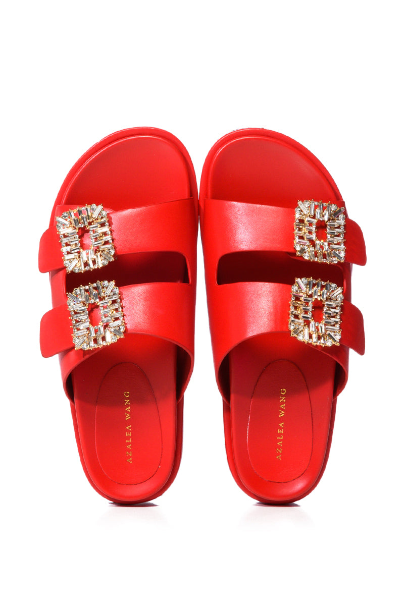 AZALEA WANG BABET EMBELLISHED SANDAL IN RED