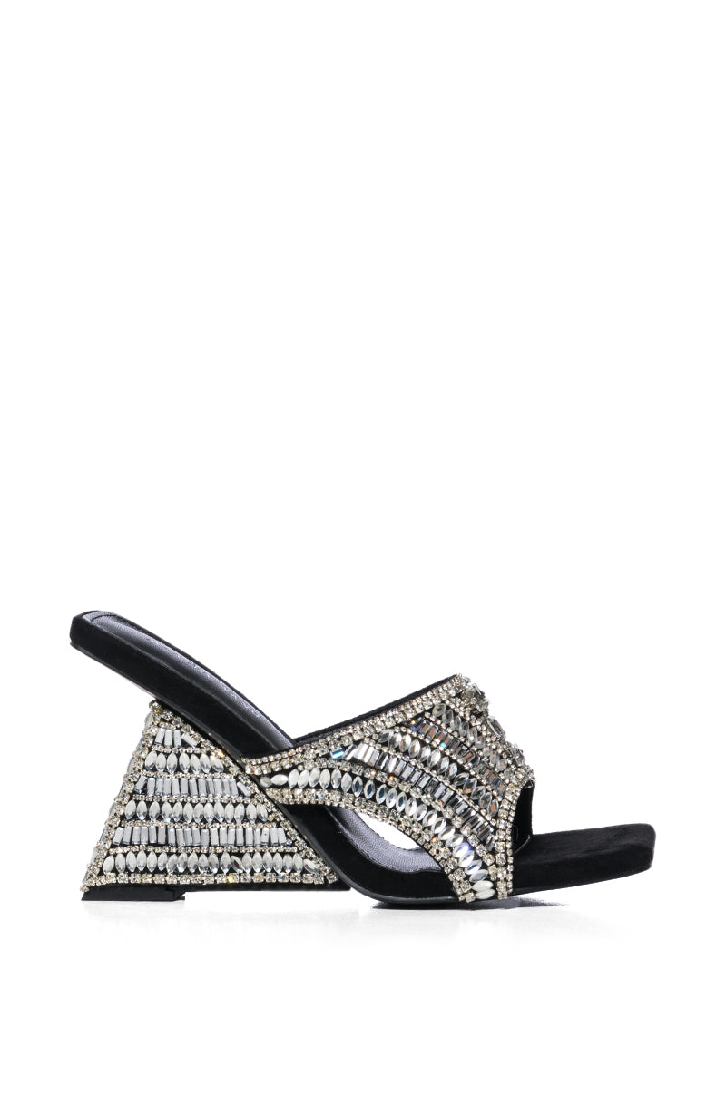 AZALEA WANG BESIMA SILVER EMBELLISHED WEDGE SANDAL