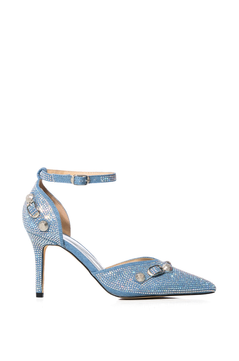 AZALEA WANG BREAK THE RULES EMBELLISHED PUMP IN DENIM