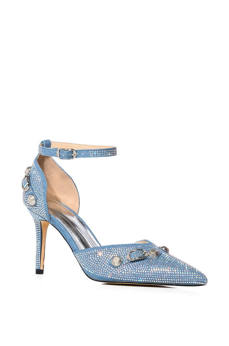 AZALEA WANG BREAK THE RULES EMBELLISHED PUMP IN DENIM