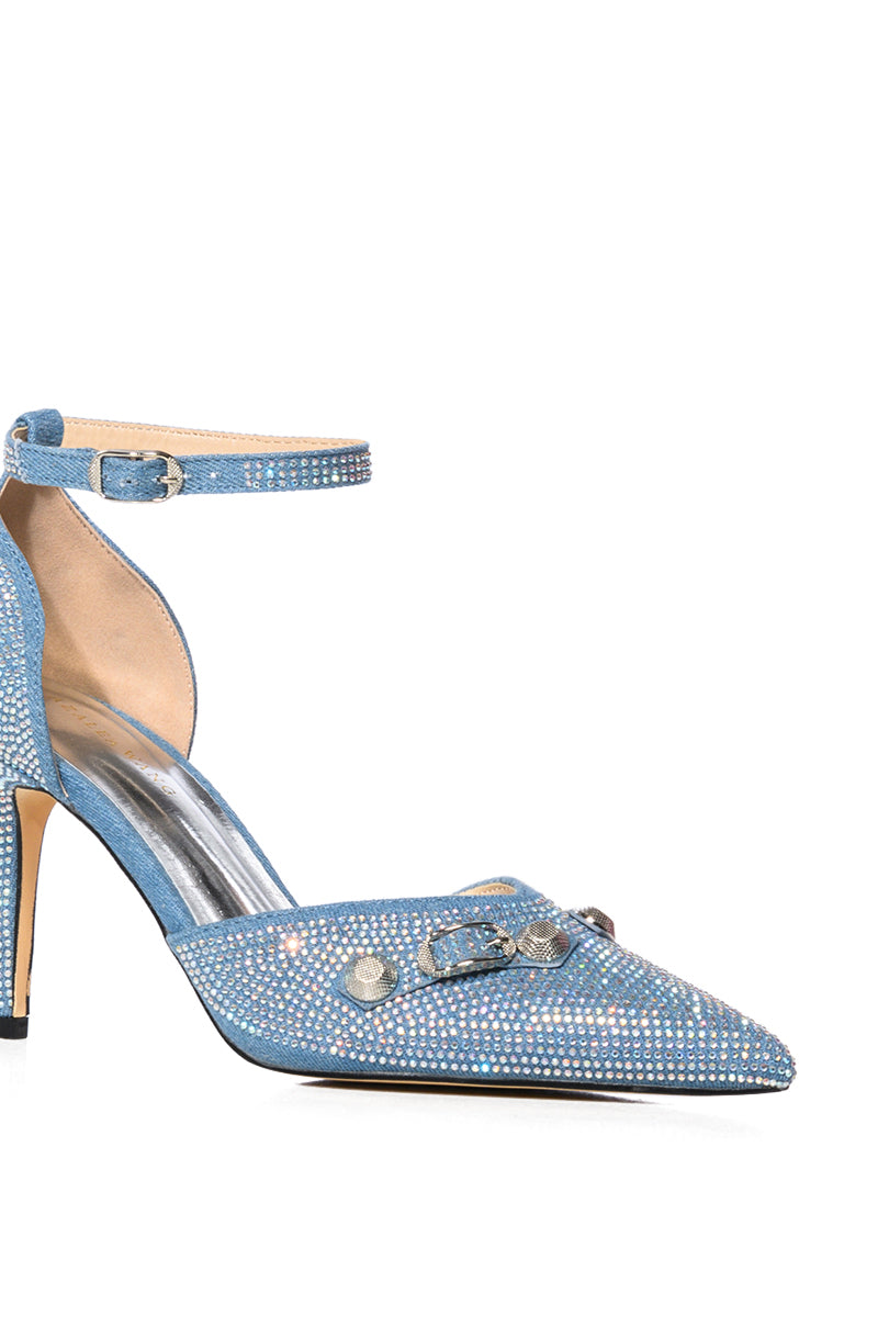 AZALEA WANG BREAK THE RULES EMBELLISHED PUMP IN DENIM