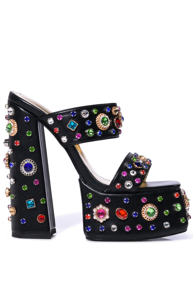 AZALEA WANG BREEZE EMBELLISHED SANDAL IN BLACK