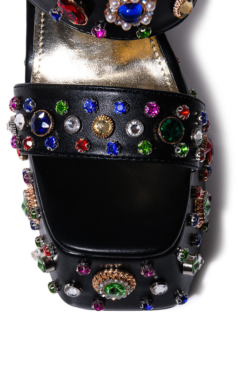 AZALEA WANG BREEZE EMBELLISHED SANDAL IN BLACK