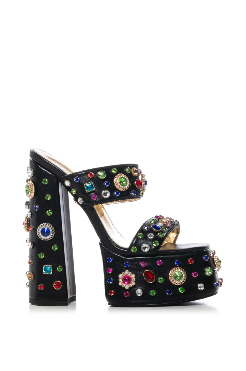 AZALEA WANG BREEZE EMBELLISHED SANDAL IN BLACK